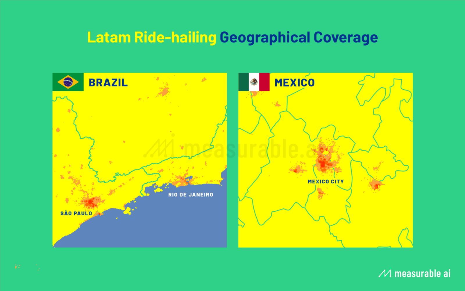 Latam Ridehailing geographic coverage: Uber, 99, Didi